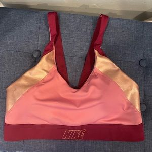 Nike Dri fit XL sports bra in Gold Maroon and Rose Pink